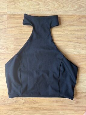 Women's Black High Neck Halter Crop Top